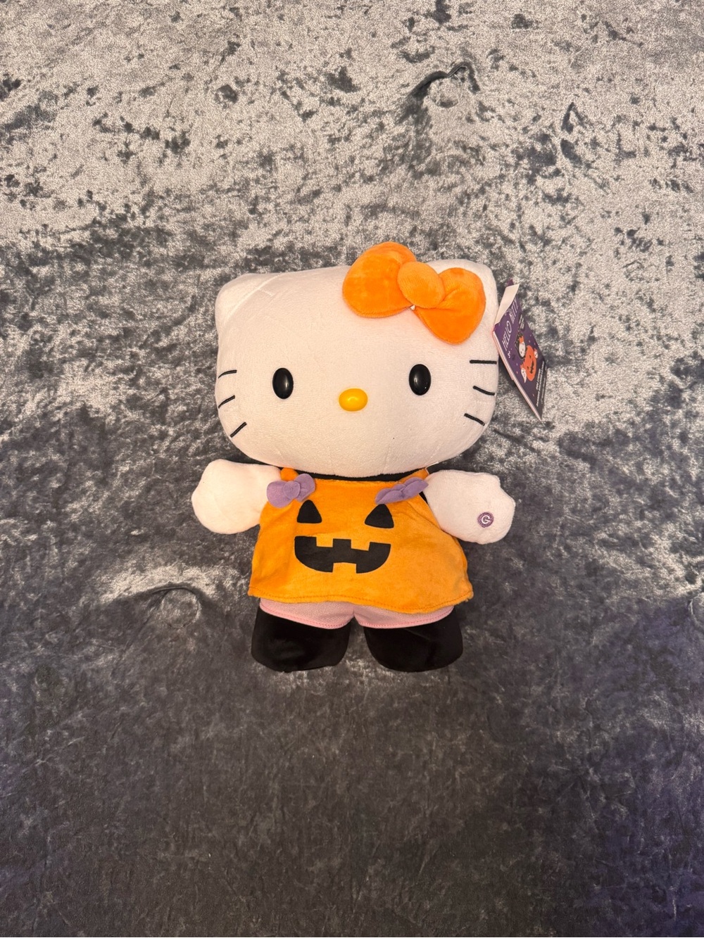 Hello Kitty Orange Pumpkin Dress Plush with Black Shoes